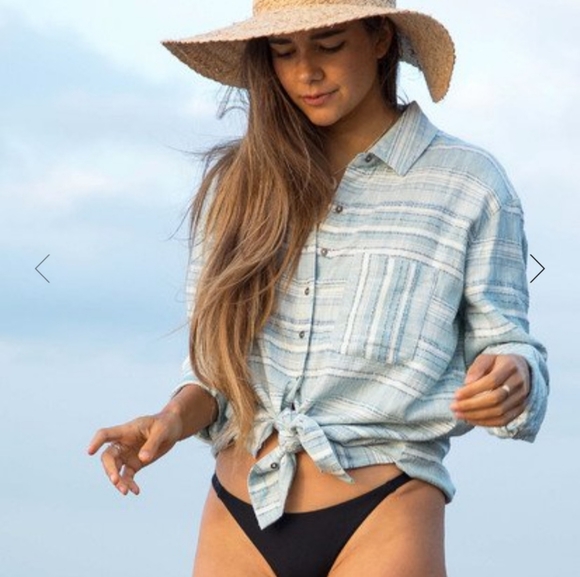 ๐ FINAL PRICE DROP Billabong Easy Movin Button Up Shirt Blue Woven Sz S - Picture 14 of 14